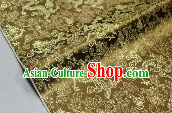 Chinese Traditional Ancient Costume Palace Dragons Pattern Mongolian Robe Bronze Brocade Tang Suit Fabric Hanfu Material