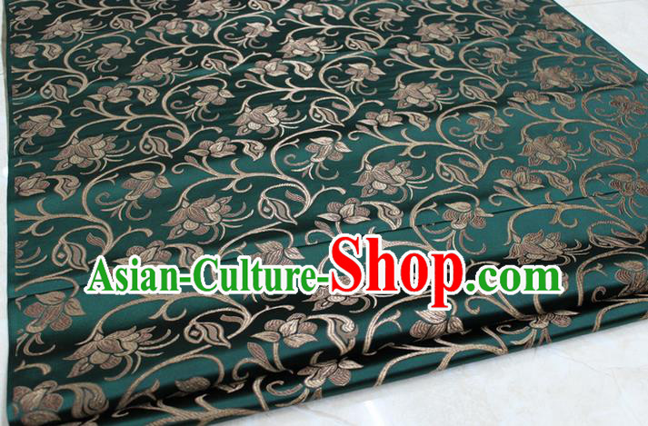 Chinese Traditional Palace Pattern Tang Suit Cheongsam Atrovirens Brocade Fabric, Chinese Ancient Costume Hanfu Mongolian Robe Material