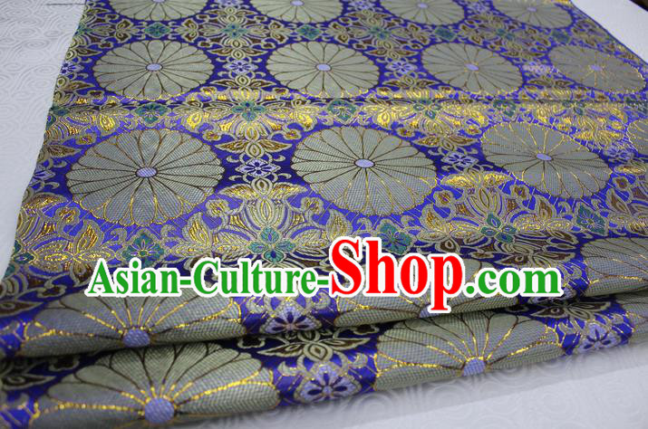 Chinese Traditional Palace Pattern Tang Suit Cheongsam Kimono Royalblue Brocade Fabric, Chinese Ancient Costume Hanfu Satin Material