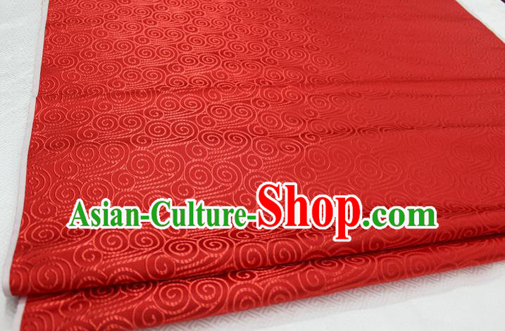 Chinese Traditional Palace Auspicious Clouds Pattern Tang Suit Mongolian Robe Red Brocade Fabric, Chinese Ancient Costume Hanfu Material