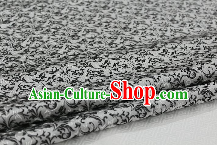 Chinese Traditional Palace Pattern Tang Suit Cheongsam White Brocade Fabric, Chinese Ancient Costume Hanfu Satin Material