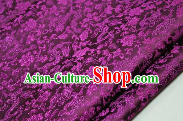 Chinese Traditional Palace Dragons Pattern Cheongsam Amaranth Brocade Fabric, Chinese Ancient Costume Tang Suit Hanfu Satin Material