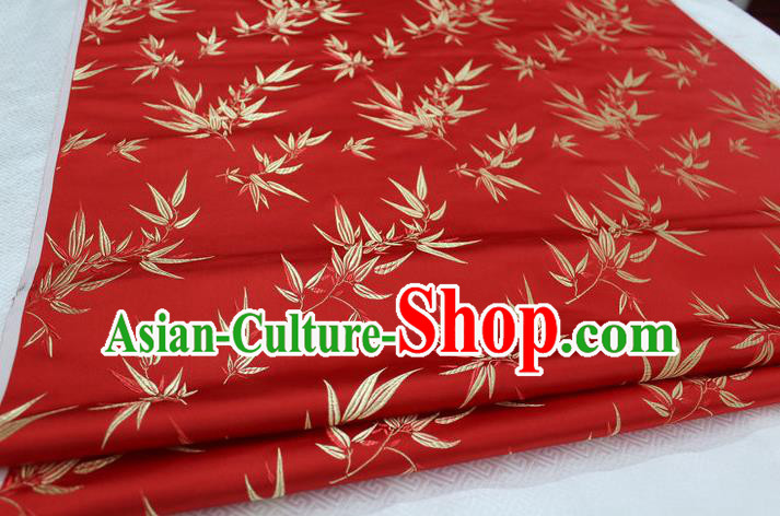 Chinese Traditional Palace Bamboo Pattern Tang Suit Cheongsam Red Brocade Fabric, Chinese Ancient Costume Hanfu Material