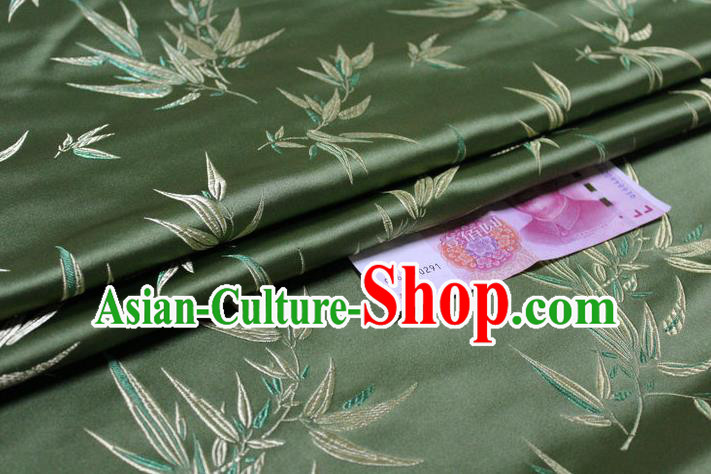 Chinese Traditional Palace Bamboo Pattern Tang Suit Cheongsam Green Brocade Fabric, Chinese Ancient Costume Hanfu Material