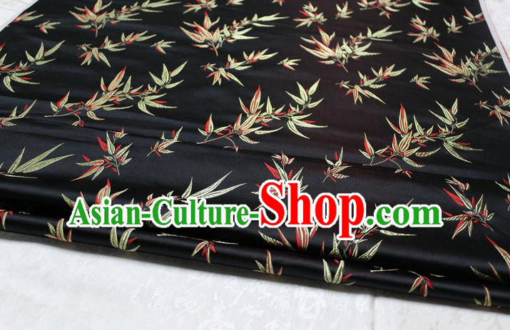 Chinese Traditional Palace Bamboo Pattern Tang Suit Cheongsam Black Brocade Fabric, Chinese Ancient Costume Hanfu Material