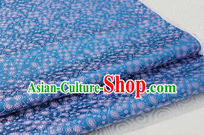 Chinese Traditional Ancient Costume Palace Flowers Pattern Cheongsam Light Blue Brocade Tang Suit Fabric Hanfu Material