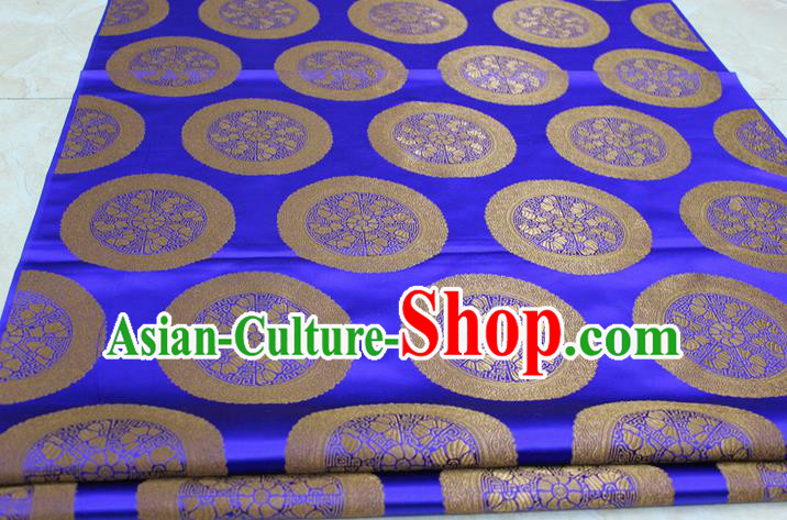 Chinese Traditional Ancient Costume Palace Flowers Pattern Mongolian Robe Royalblue Brocade Tang Suit Fabric Hanfu Material
