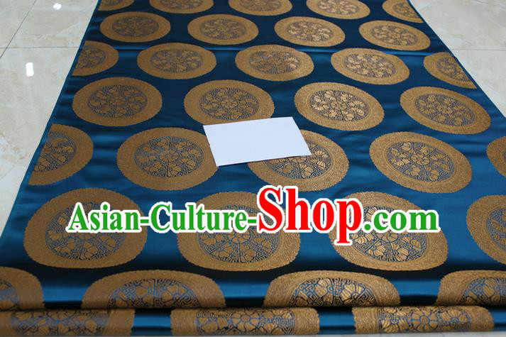 Chinese Traditional Ancient Costume Palace Pattern Mongolian Robe Peacock Blue Brocade Tang Suit Fabric Hanfu Material