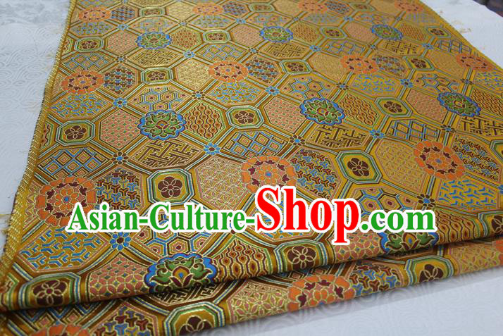 Chinese Traditional Ancient Costume Palace Pattern Mongolian Robe Golden Brocade Tang Suit Fabric Hanfu Material