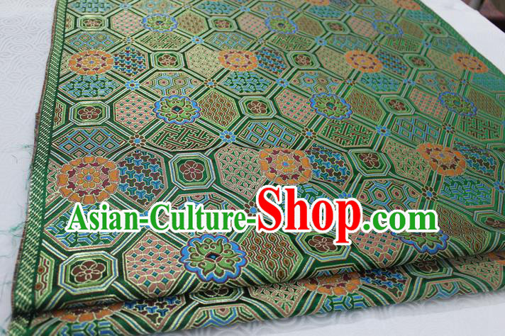 Chinese Traditional Ancient Costume Palace Pattern Mongolian Robe Green Brocade Tang Suit Fabric Hanfu Material