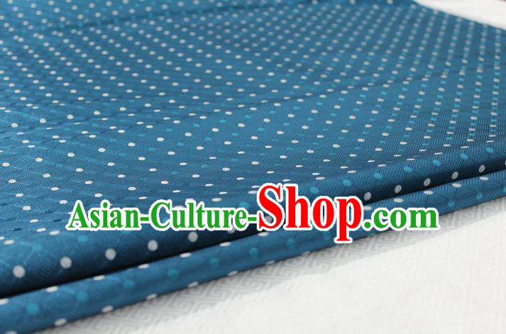 Chinese Traditional Ancient Costume Palace Pattern Mongolian Robe Cheongsam Peacock Blue Brocade Tang Suit Fabric Hanfu Material