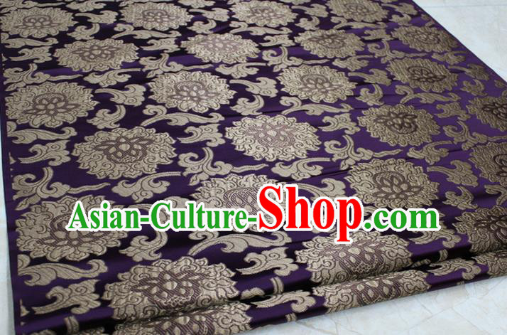 Chinese Traditional Ancient Costume Palace Lotus Pattern Mongolian Robe Purple Brocade Tang Suit Fabric Hanfu Material