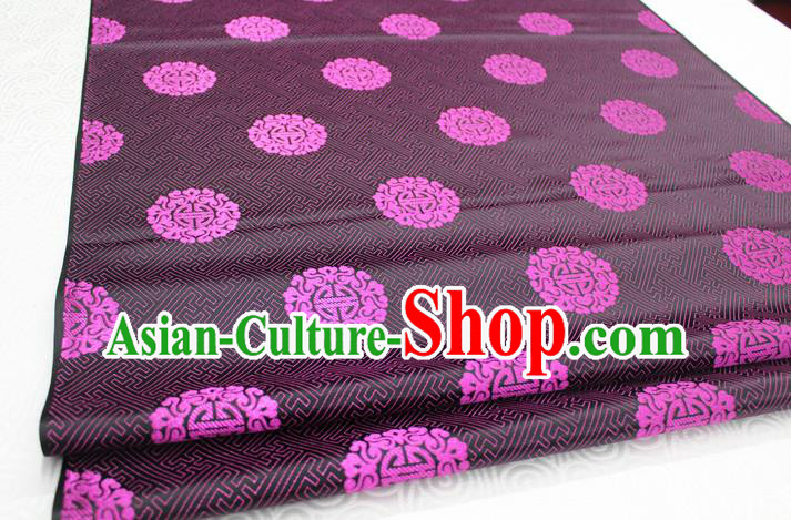 Chinese Traditional Ancient Costume Palace Rosy Longevity Pattern Cheongsam Mongolian Robe Black Brocade Tang Suit Fabric Hanfu Material