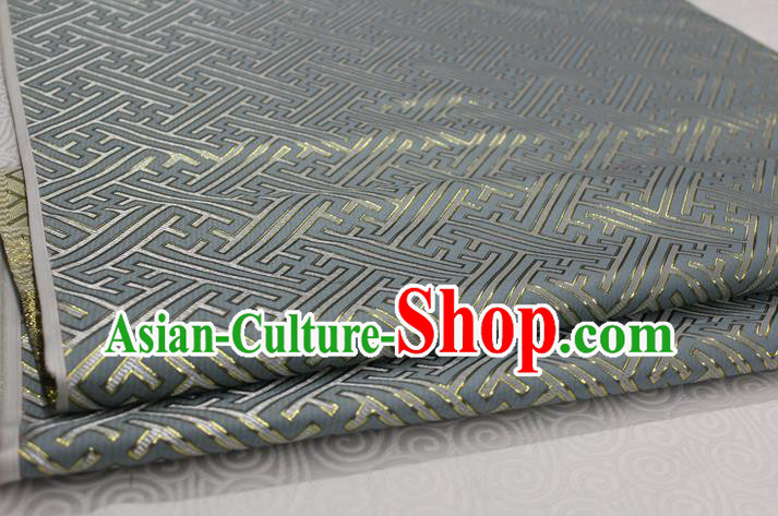 Chinese Traditional Ancient Costume Palace Pattern Grey Brocade Cheongsam Satin Mongolian Robe Fabric Hanfu Material
