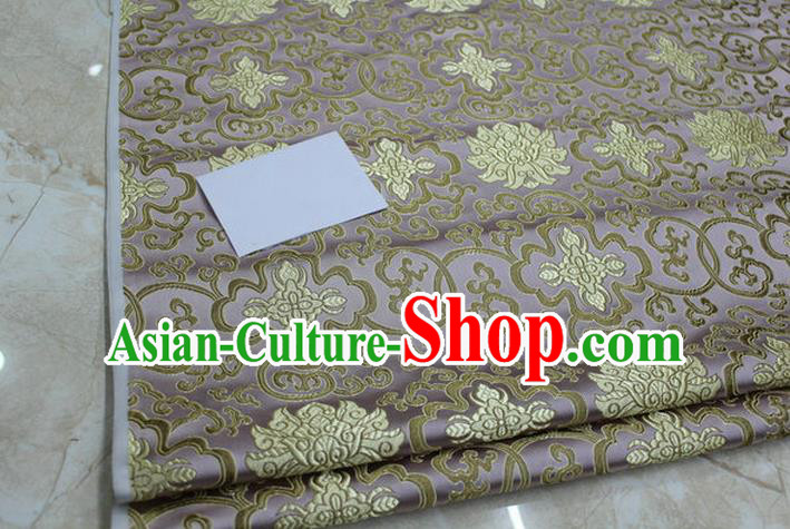 Chinese Traditional Ancient Costume Palace Lotus Pattern Mongolian Robe Cheongsam Lilac Brocade Tang Suit Fabric Hanfu Material