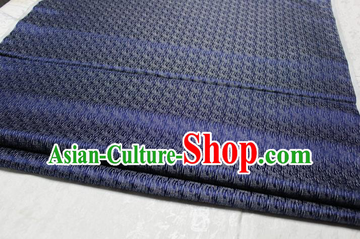 Chinese Traditional Ancient Costume Palace Pattern Deep Blue Brocade Cheongsam Satin Mongolian Robe Fabric Hanfu Material