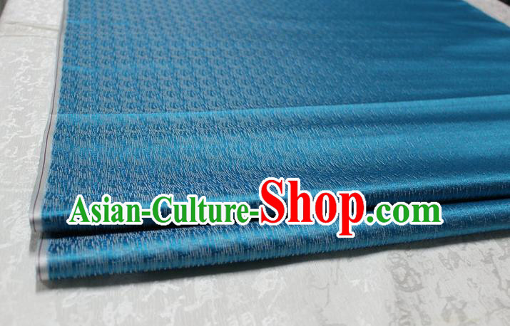 Chinese Traditional Ancient Costume Palace Pattern Blue Brocade Cheongsam Satin Mongolian Robe Fabric Hanfu Material