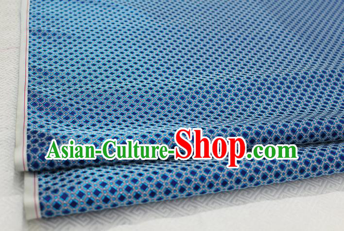 Chinese Traditional Ancient Costume Palace Pattern Blue Brocade Cheongsam Satin Mongolian Robe Fabric Hanfu Material