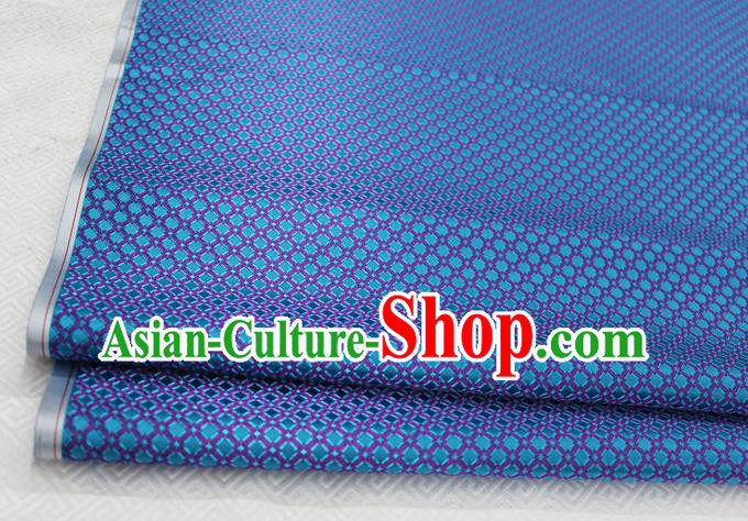 Chinese Traditional Ancient Costume Palace Pattern Lake Blue Brocade Cheongsam Satin Mongolian Robe Fabric Hanfu Material