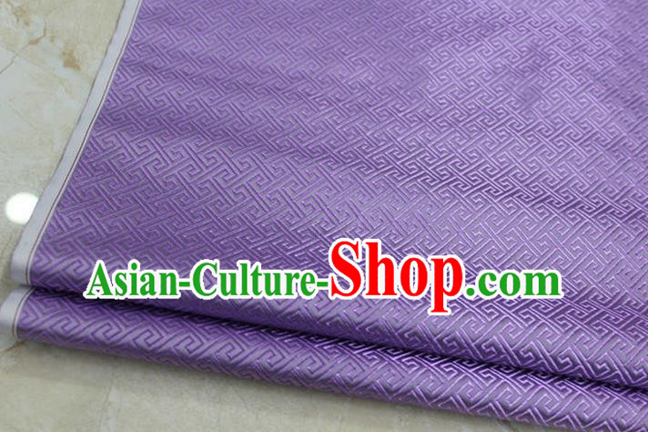 Chinese Traditional Ancient Costume Palace Back Pattern Lilac Brocade Cheongsam Satin Mongolian Robe Fabric Hanfu Material