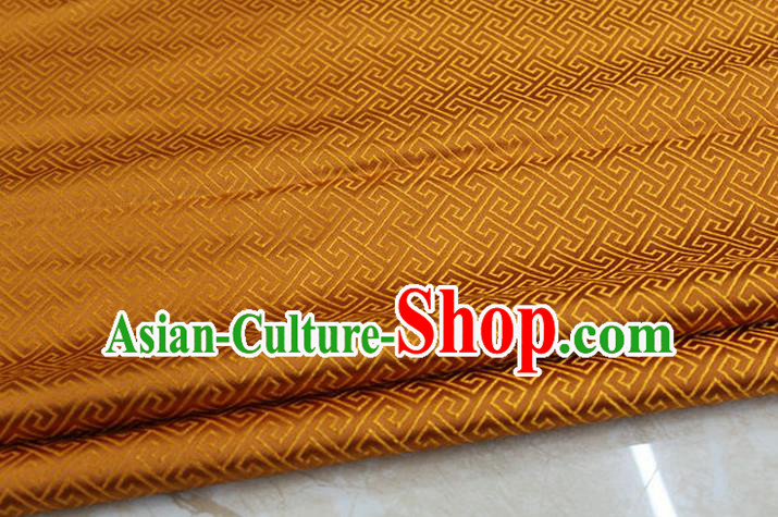 Chinese Traditional Ancient Costume Palace Back Pattern Orange Brocade Cheongsam Satin Mongolian Robe Fabric Hanfu Material