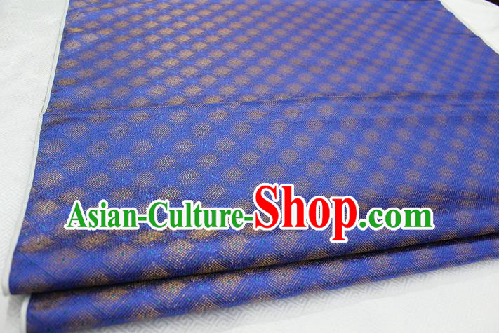 Chinese Traditional Ancient Costume Palace Pattern Blue Brocade Cheongsam Satin Mongolian Robe Fabric Hanfu Material