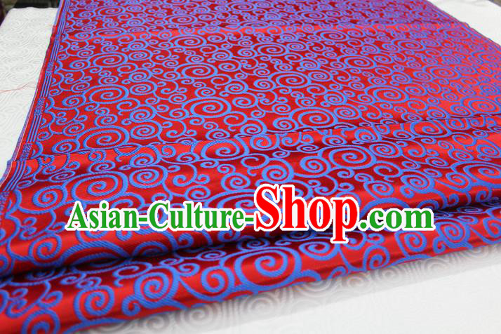 Chinese Traditional Ancient Costume Palace Clouds Pattern Red Brocade Cheongsam Satin Mongolian Robe Fabric Hanfu Material