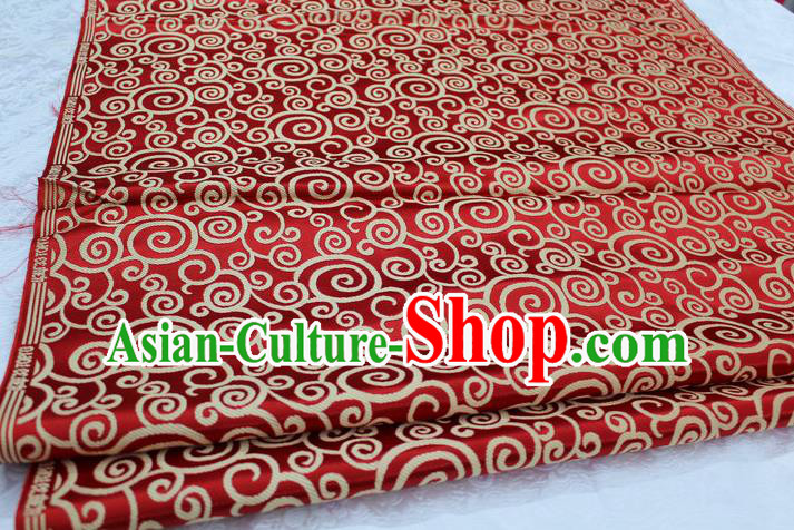 Chinese Traditional Ancient Costume Palace Clouds Pattern Purplish Red Brocade Cheongsam Satin Mongolian Robe Fabric Hanfu Material