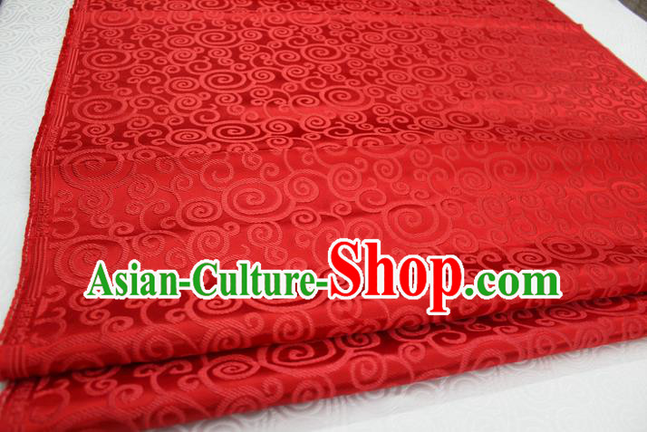 Chinese Traditional Ancient Costume Palace Clouds Pattern Red Brocade Cheongsam Satin Mongolian Robe Fabric Hanfu Material