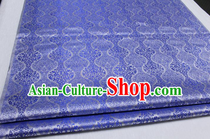 Chinese Traditional Ancient Costume Palace Pattern Cheongsam Mongolian Robe Blue Brocade Tang Suit Fabric Hanfu Material