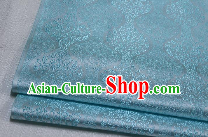 Chinese Traditional Ancient Costume Palace Pattern Cheongsam Mongolian Robe Light Blue Brocade Tang Suit Fabric Hanfu Material