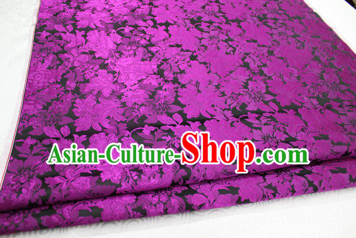 Chinese Traditional Ancient Costume Palace Purple Flower Pattern Xiuhe Suit Brocade Cheongsam Satin Mongolian Robe Fabric Hanfu Material