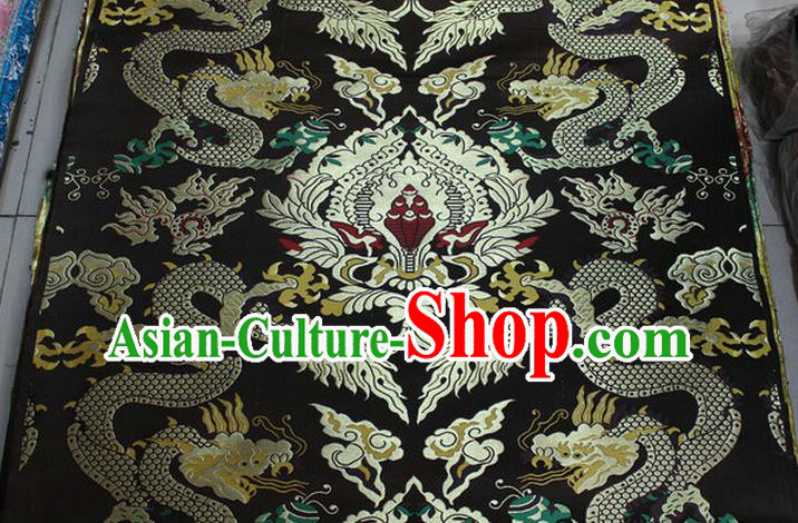 Chinese Traditional Ancient Costume Palace Dragons Pattern Mandarin Jacket Tibetan Robe Deep Brown Brocade Tang Suit Fabric Hanfu Material