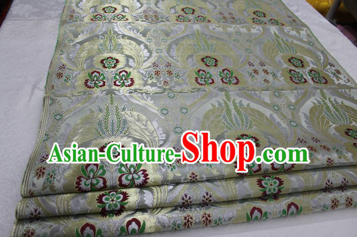 Chinese Traditional Ancient Costume Palace Pattern Cheongsam Tibetan Robe White Brocade Tang Suit Fabric Hanfu Material