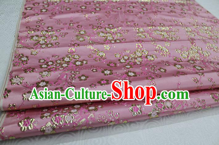 Chinese Traditional Ancient Costume Palace Wintersweet Pattern Cheongsam Pink Brocade Tang Suit Satin Fabric Hanfu Material