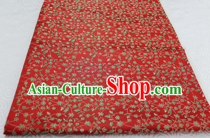 Chinese Traditional Ancient Costume Palace Flowers Pattern Cheongsam Red Brocade Tang Suit Satin Fabric Hanfu Material