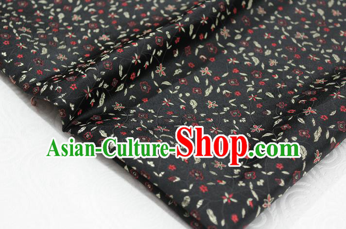 Chinese Traditional Ancient Costume Palace Flowers Pattern Cheongsam Black Brocade Tang Suit Satin Fabric Hanfu Material