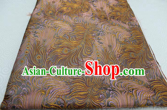 Chinese Traditional Ancient Costume Palace Feather Pattern Tang Suit Yellow Brocade Cheongsam Satin Fabric Hanfu Material