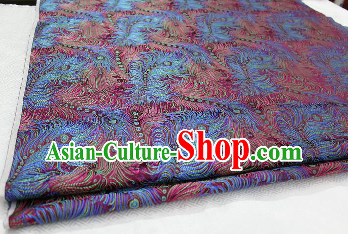 Chinese Traditional Ancient Costume Palace Feather Pattern Tang Suit Brocade Cheongsam Satin Fabric Hanfu Material