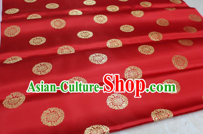 Chinese Traditional Ancient Costume Palace Longevity Pattern Cheongsam Red Brocade Tang Suit Satin Fabric Hanfu Material