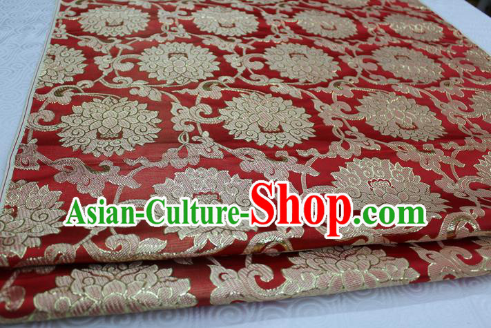 Chinese Traditional Ancient Costume Palace Pattern Xiuhe Suit Red Brocade Cheongsam Satin Mongolian Robe Fabric Hanfu Material