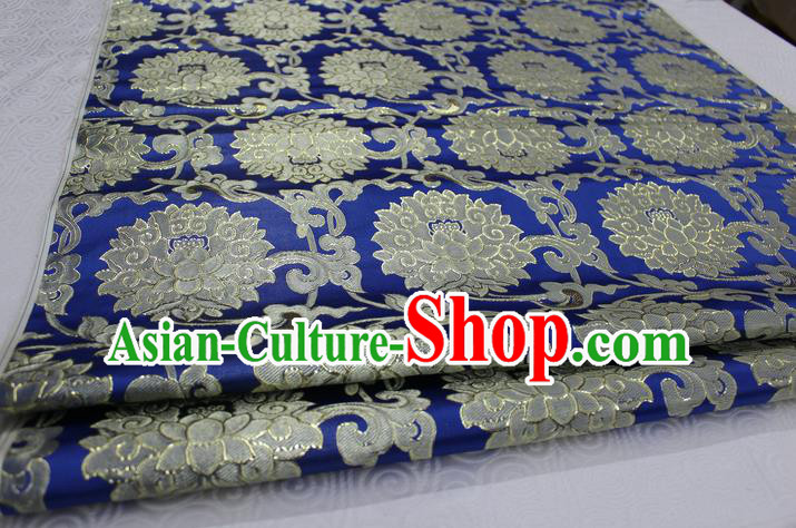 Chinese Traditional Ancient Costume Palace Pattern Xiuhe Suit Royalblue Brocade Cheongsam Satin Mongolian Robe Fabric Hanfu Material