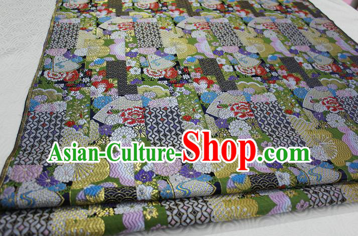 Chinese Traditional Ancient Costume Palace Kimono Pattern Xiuhe Suit Green Brocade Cheongsam Satin Fabric Hanfu Material