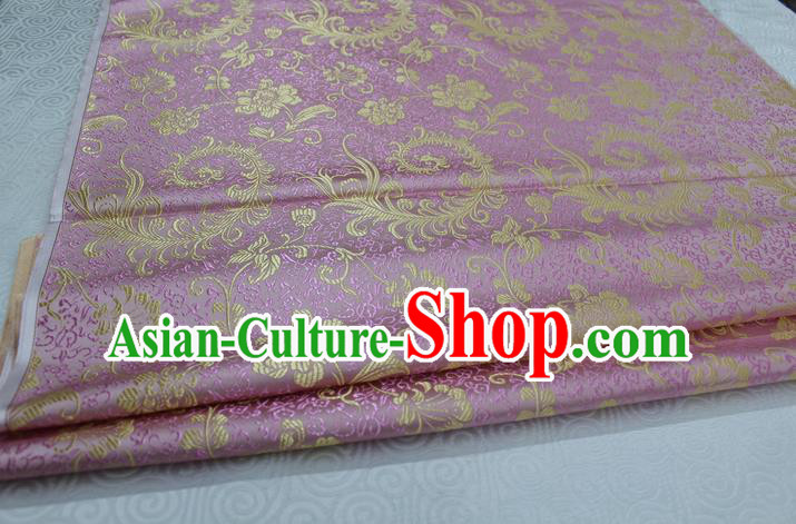 Chinese Traditional Ancient Costume Palace Ombre Flowers Pattern Xiuhe Suit Pink Brocade Cheongsam Satin Fabric Hanfu Material