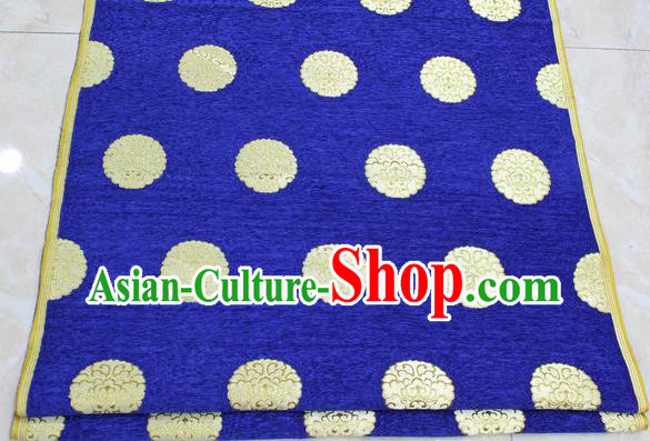 Chinese Traditional Ancient Costume Palace Pattern Deep Blue Brocade Mongolian Robe Satin Fabric Hanfu Material