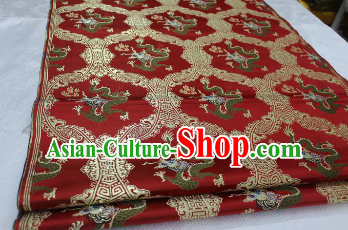 Chinese Traditional Ancient Costume Palace Dragon Pattern Cheongsam Purplish Red Nanjing Brocade Xiuhe Suit Satin Fabric Hanfu Material