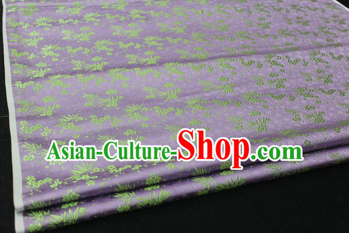 Chinese Traditional Ancient Costume Palace Bamboo Pattern Cheongsam Lilac Brocade Xiuhe Suit Satin Fabric Hanfu Material