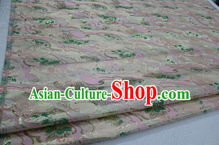 Chinese Traditional Ancient Costume Palace Pattern Kimono Cheongsam Pink Brocade Tang Suit Satin Fabric Hanfu Material