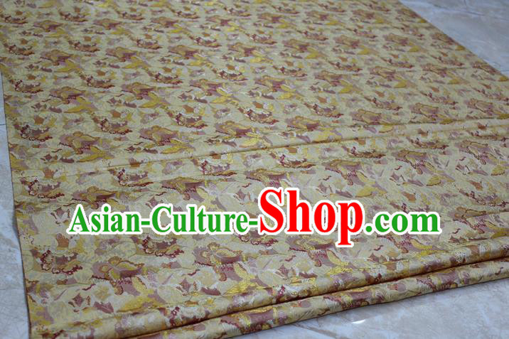 Chinese Traditional Ancient Costume Palace Flowers Pattern Kimono Yellow Brocade Tang Suit Satin Cheongsam Fabric Hanfu Material