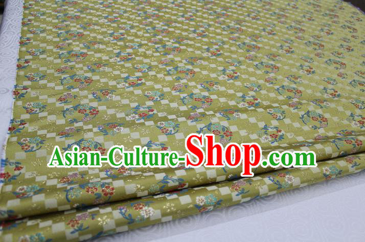 Chinese Traditional Ancient Costume Palace Pattern Cheongsam Yellow Brocade Tang Suit Satin Fabric Hanfu Material